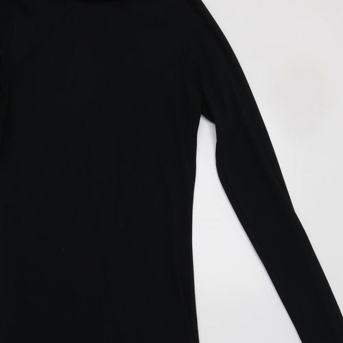 Preworn Womens Black  Polyester Bodycon  Size S  Roll Neck