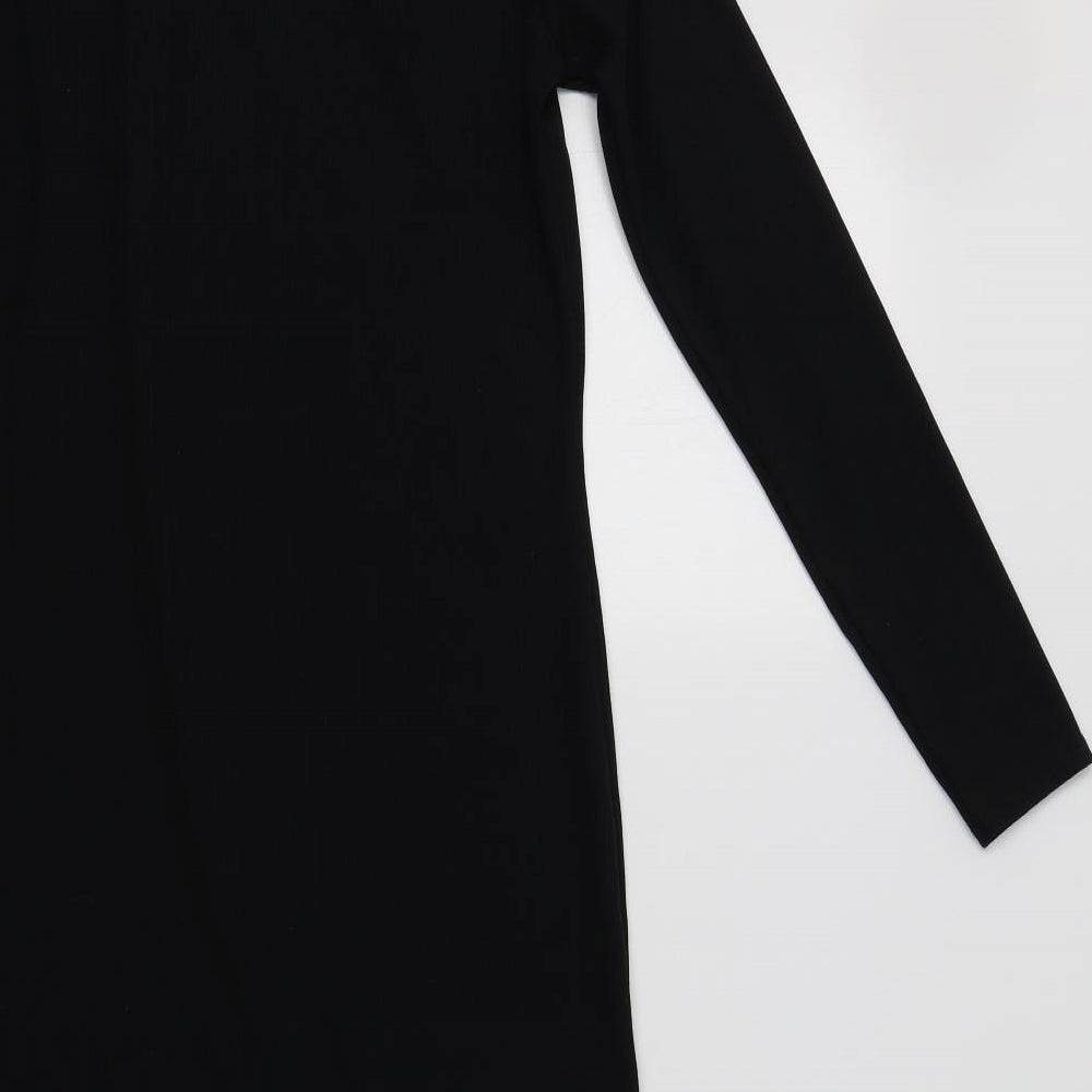 Preworn Womens Black  Polyester Bodycon  Size S  Roll Neck