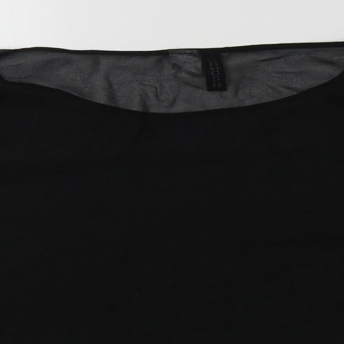H&M Womens Black  Polyester Cropped Blouse Size 8 Round Neck