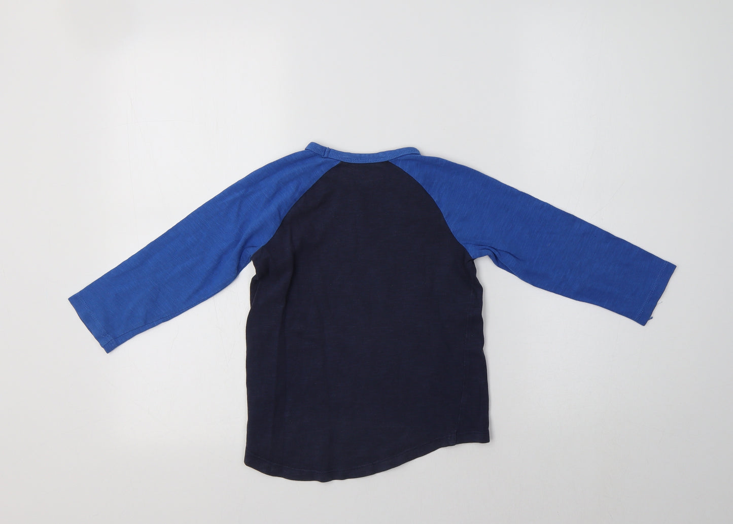 NEXT Boys Blue Colourblock Cotton Basic T-Shirt Size 3-4 Years Crew Neck