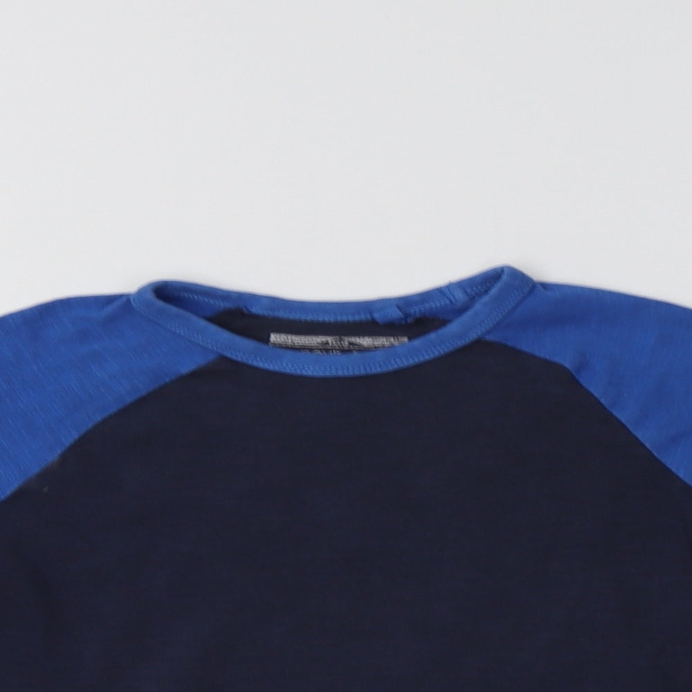 NEXT Boys Blue Colourblock Cotton Basic T-Shirt Size 3-4 Years Crew Neck