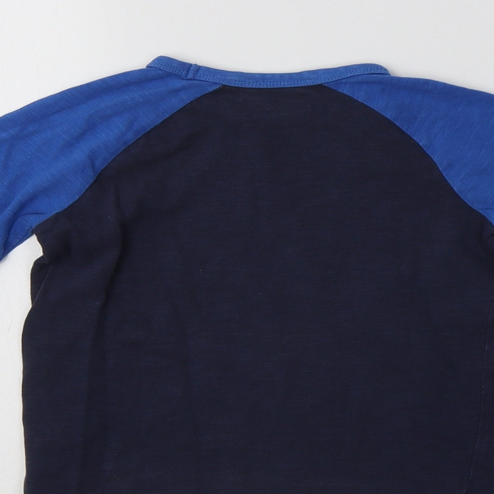 NEXT Boys Blue Colourblock Cotton Basic T-Shirt Size 3-4 Years Crew Neck
