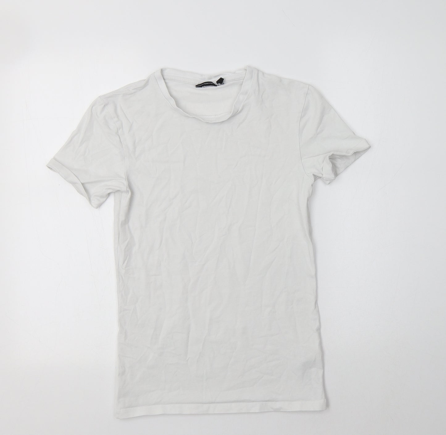 Asosa Womens White  Cotton Basic T-Shirt Size S Crew Neck