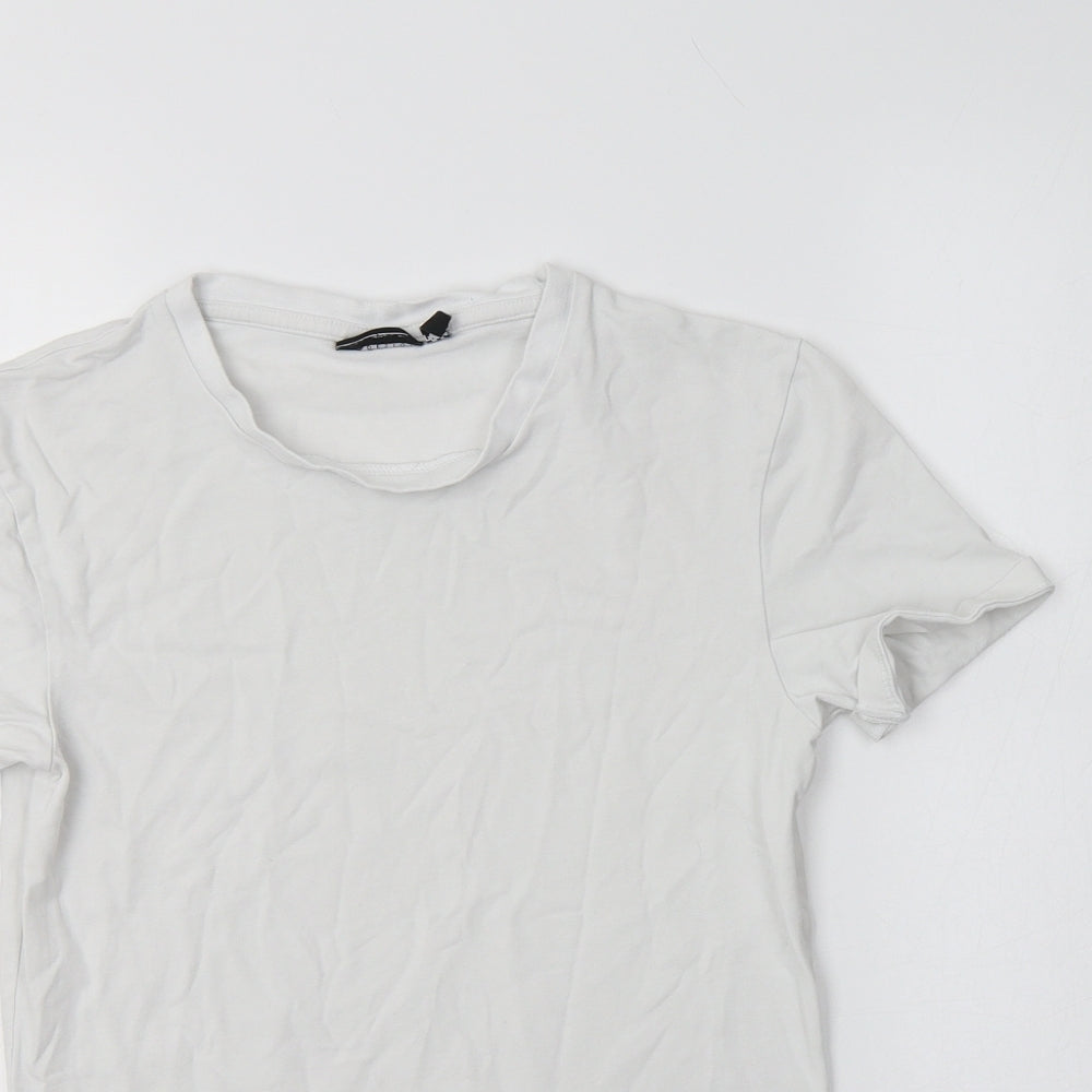 Asosa Womens White  Cotton Basic T-Shirt Size S Crew Neck