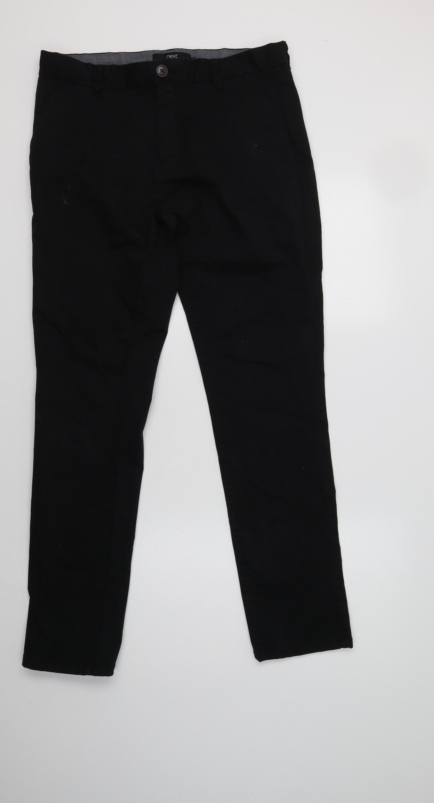 NEXT Mens Black  Cotton Chino Trousers Size 32 L31 in Regular