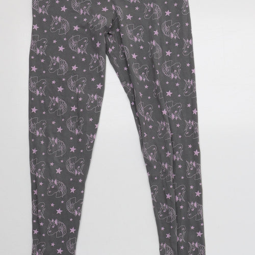 George Girls Grey Geometric Cotton Jegging Trousers Size 11-12 Years  Regular  - Unicorn Print
