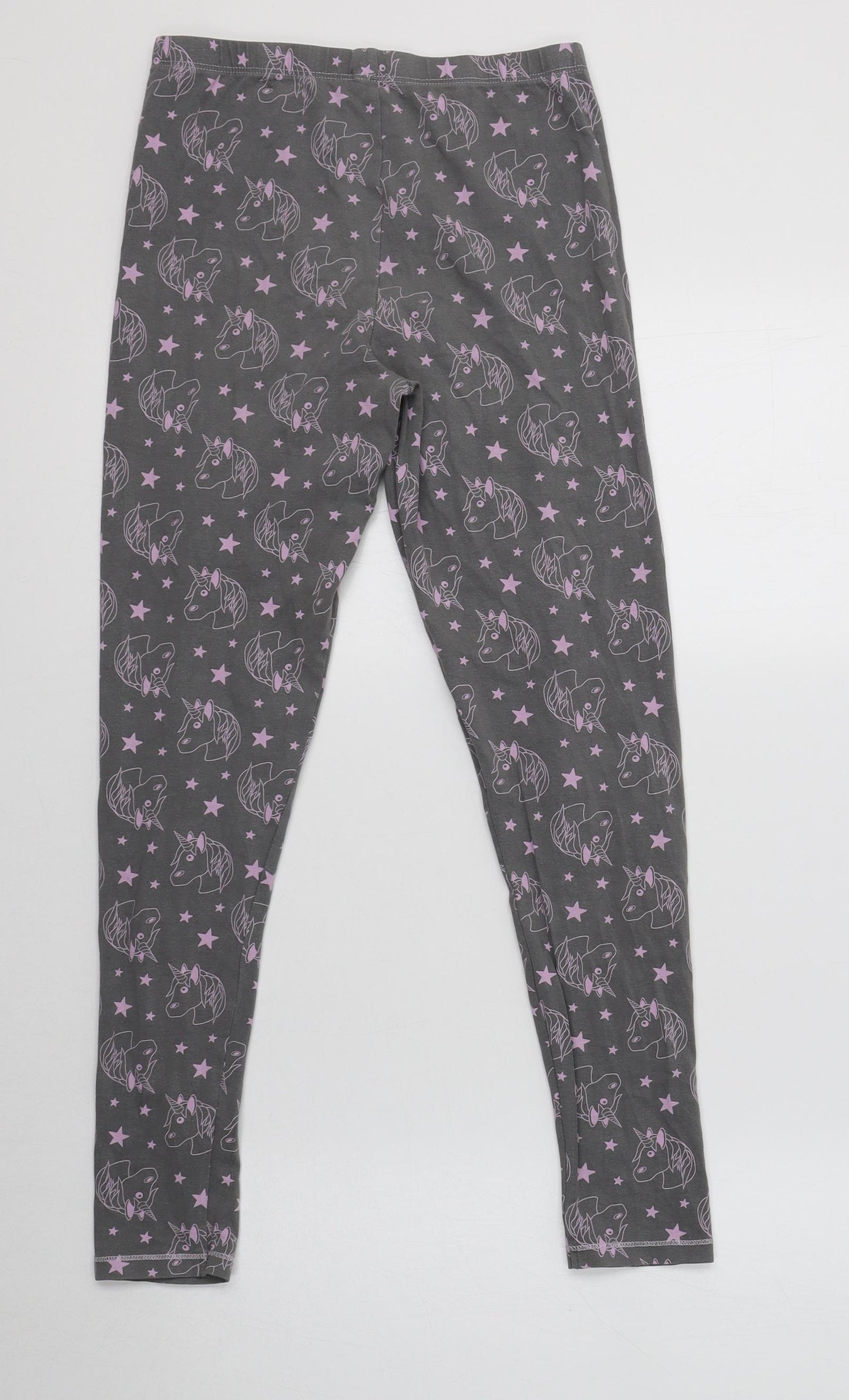 George Girls Grey Geometric Cotton Jegging Trousers Size 11-12 Years  Regular  - Unicorn Print