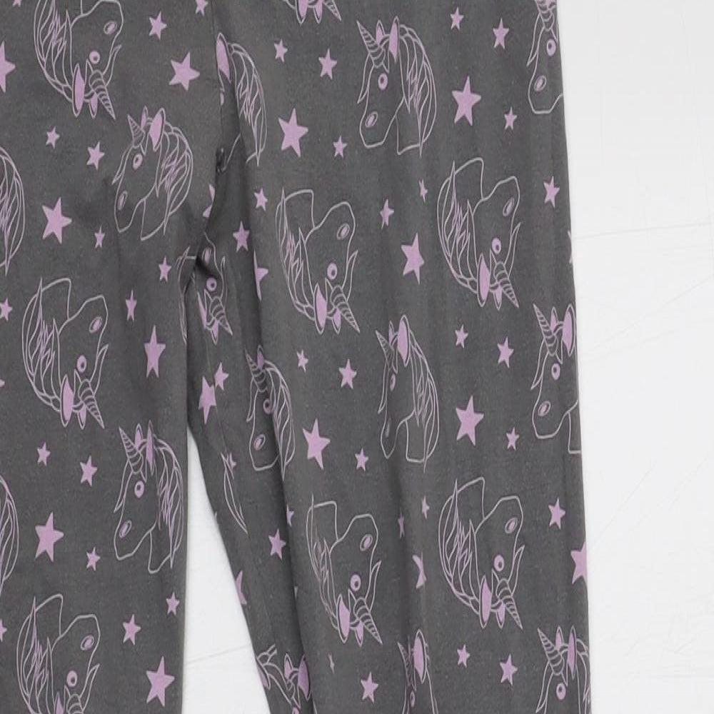 George Girls Grey Geometric Cotton Jegging Trousers Size 11-12 Years  Regular  - Unicorn Print