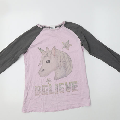 George Girls Pink Colourblock Cotton Top Pyjama Top Size 11-12 Years   - Un