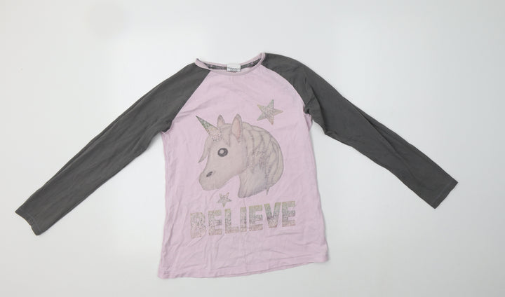 George Girls Pink Colourblock Cotton Top Pyjama Top Size 11-12 Years - Un