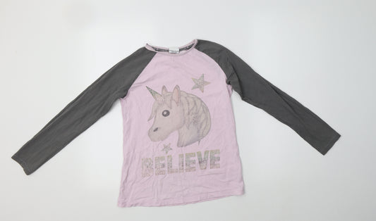 George Girls Pink Colourblock Cotton Top Pyjama Top Size 11-12 Years   - Un