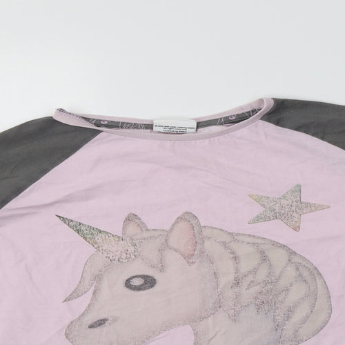 George Girls Pink Colourblock Cotton Top Pyjama Top Size 11-12 Years   - Un