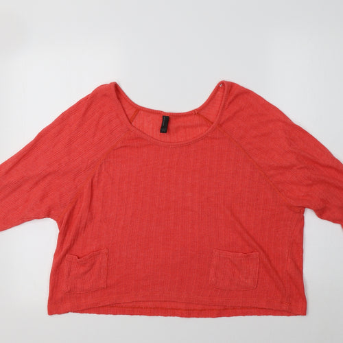 VERO MODA Womens Red   Basic Blouse Size M Scoop Neck
