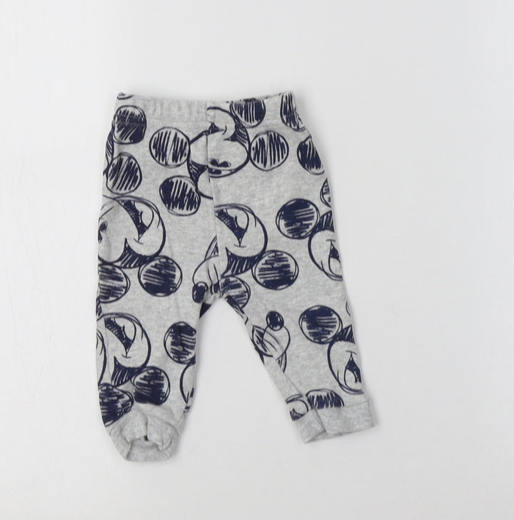 George Baby Grey Geometric Cotton Jogger Leggings Size 3-6 Months - Mickey Mouse