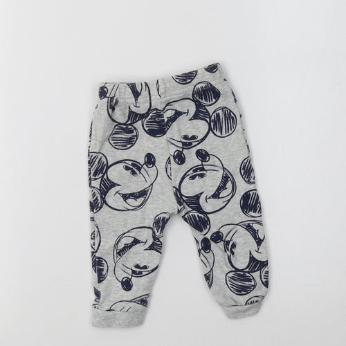 George Baby Grey Geometric Cotton Jogger Leggings Size 3-6 Months   - Mickey Mouse