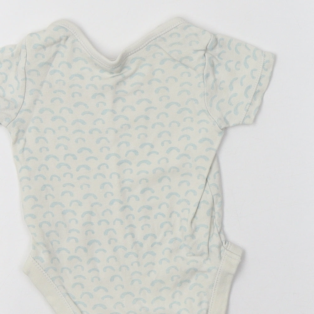 Geworge Baby White Geometric Cotton Romper One-Piece Size 6-9 Months