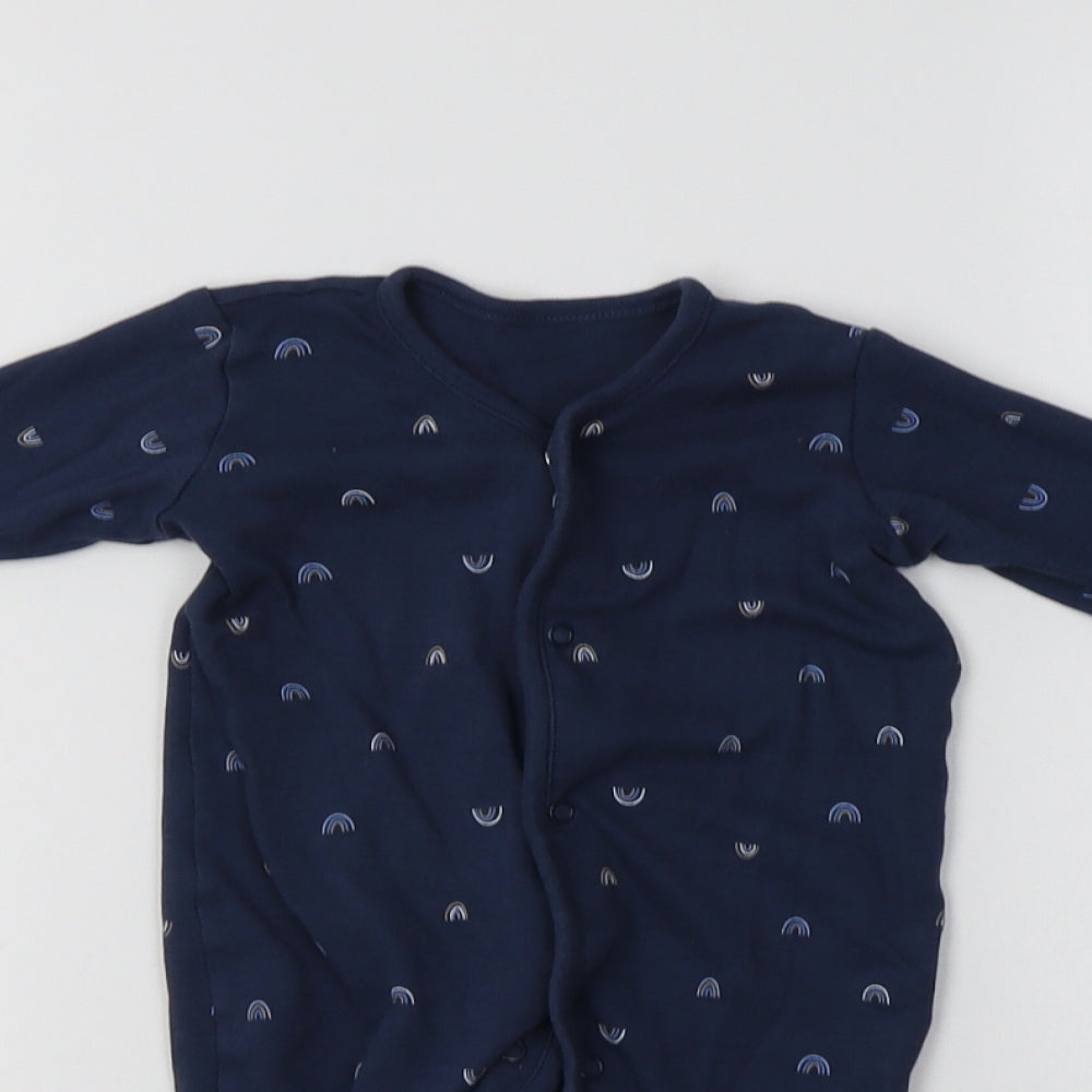 George Baby Blue Geometric Cotton Babygrow One-Piece Size 6-9 Months   - Rainbow Print