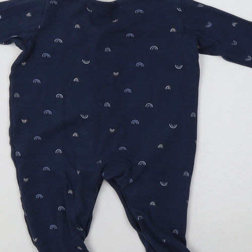 George Baby Blue Geometric Cotton Babygrow One-Piece Size 6-9 Months   - Rainbow Print