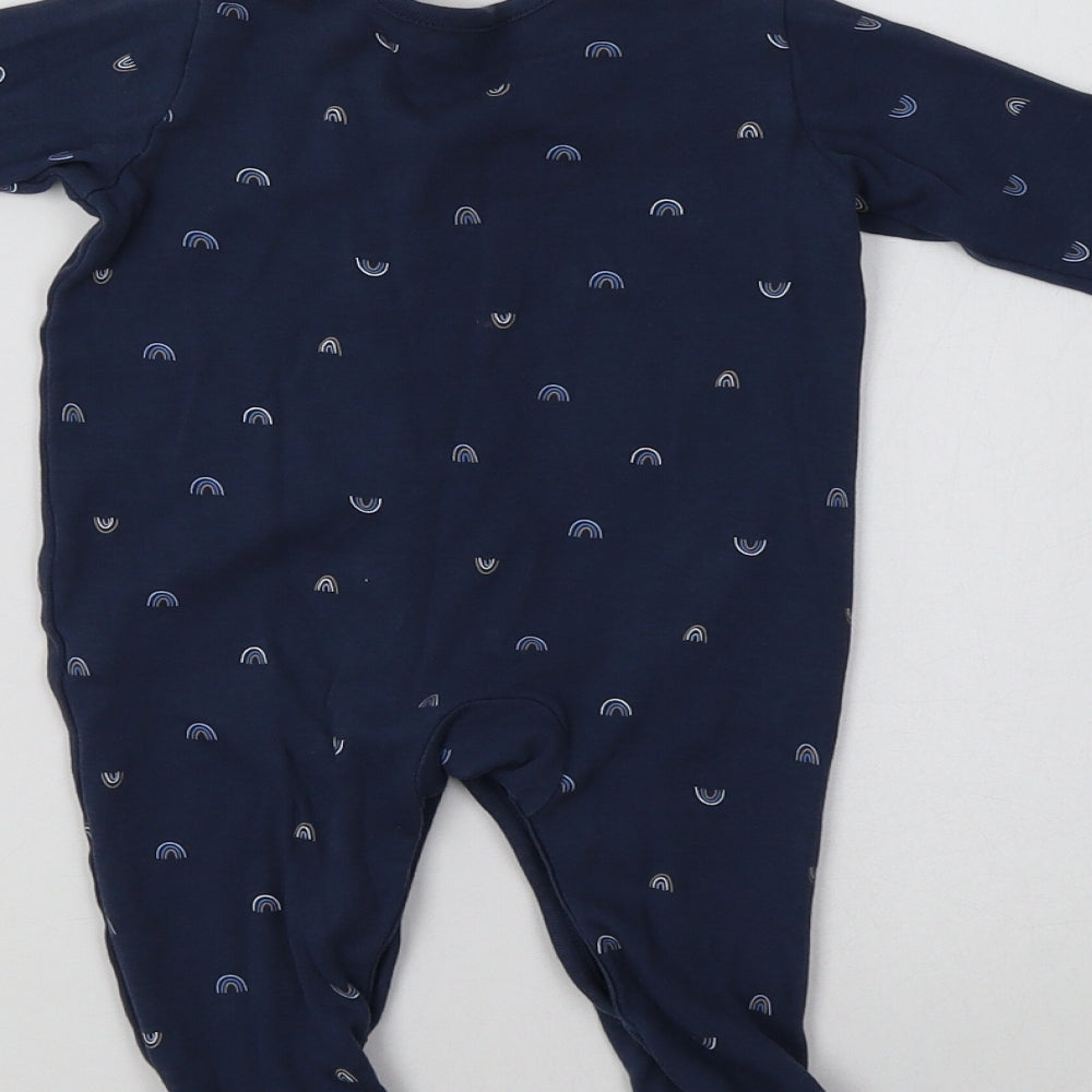 George Baby Blue Geometric Cotton Babygrow One-Piece Size 6-9 Months   - Rainbow Print