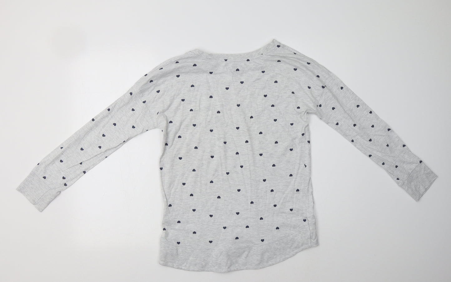 F&F Womens Grey Geometric Cotton Top Pyjama Top Size 8   - Heart Print