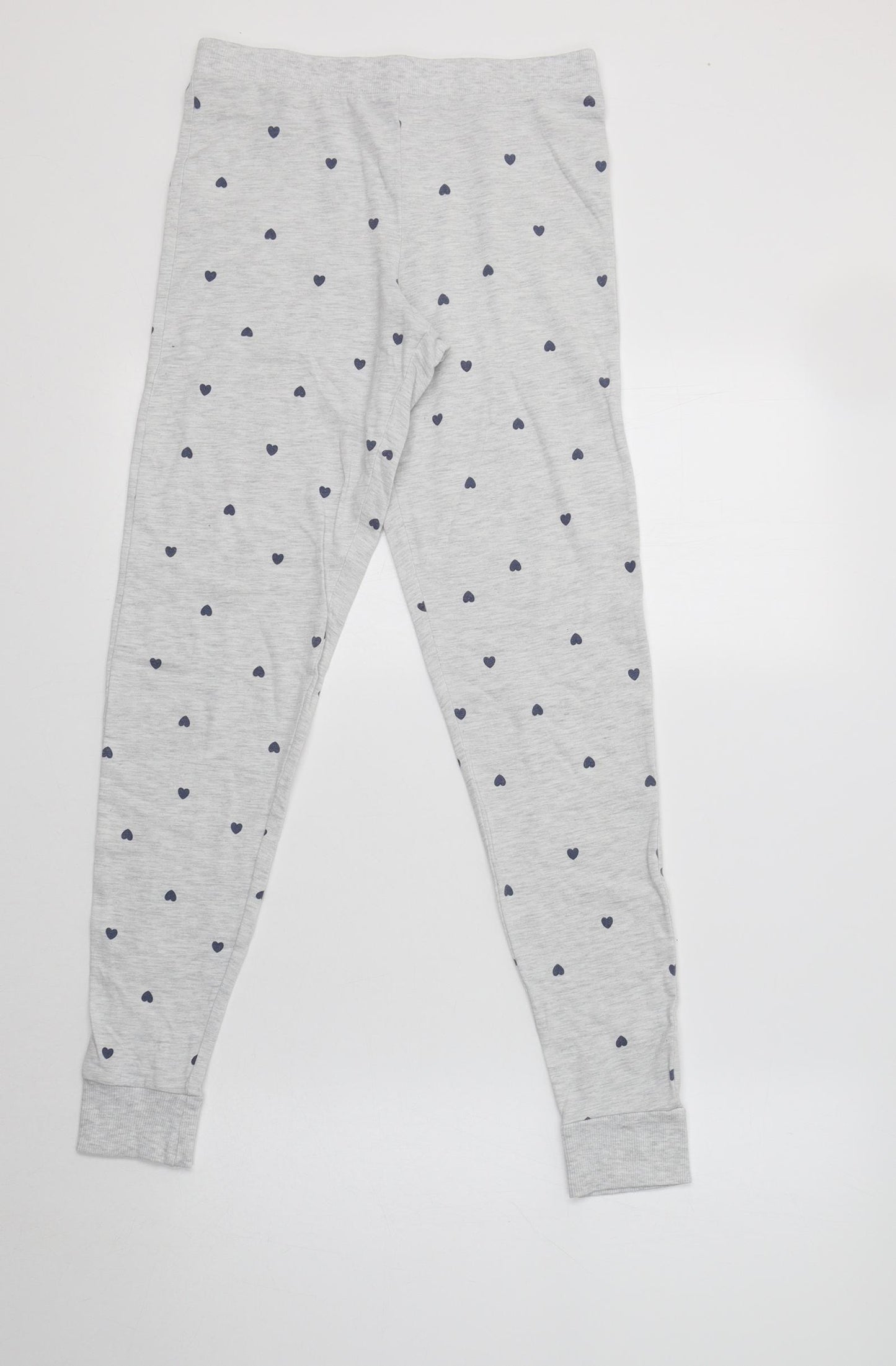 F&F Womens Grey Geometric Cotton  Pyjama Pants Size 8   - Heart Print