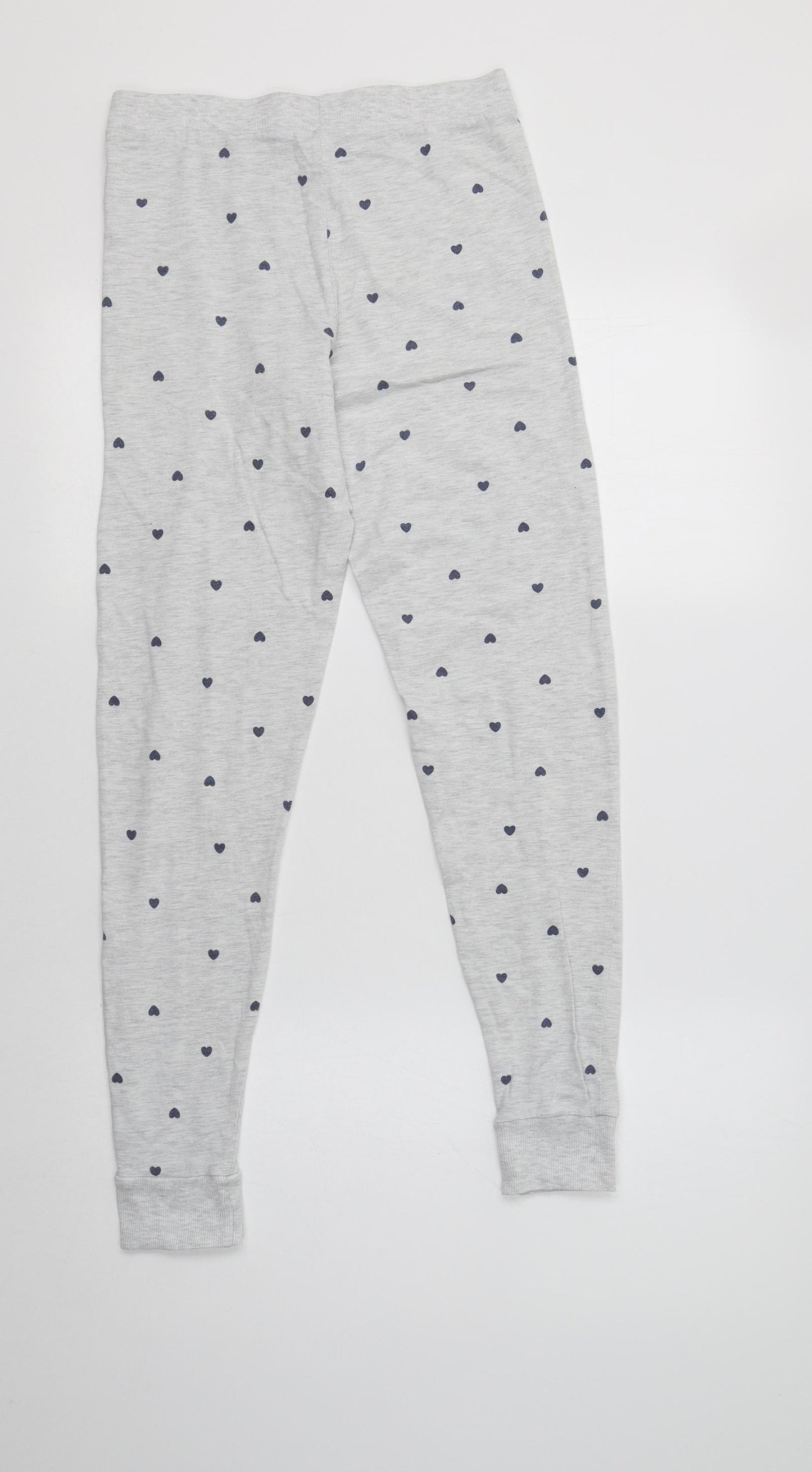 F&F Womens Grey Geometric Cotton  Pyjama Pants Size 8   - Heart Print