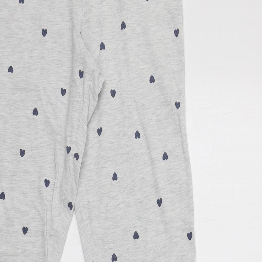 F&F Womens Grey Geometric Cotton  Pyjama Pants Size 8   - Heart Print