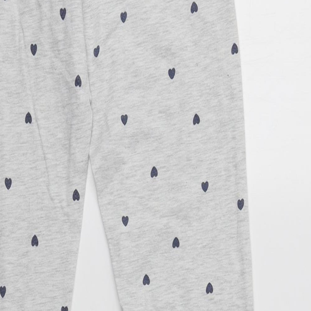 F&F Womens Grey Geometric Cotton  Pyjama Pants Size 8   - Heart Print
