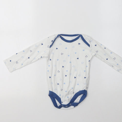 TU Baby White Geometric Cotton Romper One-Piece Size 6-9 Months