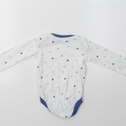 TU Baby White Geometric Cotton Romper One-Piece Size 6-9 Months