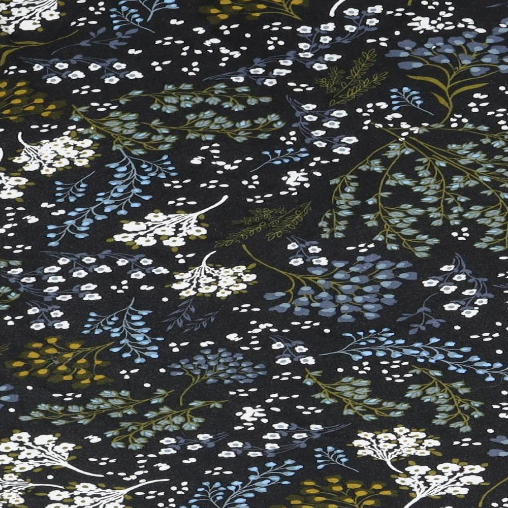 Marks and Spencer Womens Black Floral Cotton Basic T-Shirt Size 20 High Neck