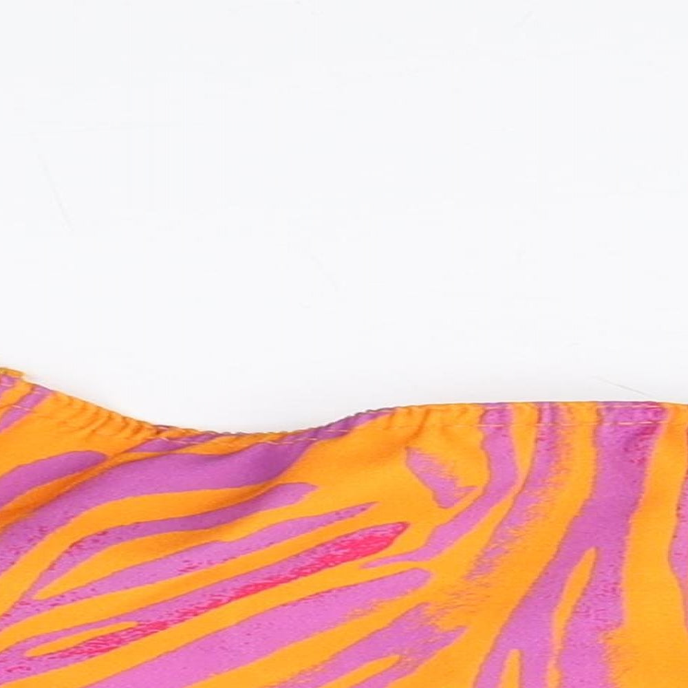 PRETTYLITTLETHING Womens Orange Animal Print Polyester Basic Tank Size 10 Off the Shoulder