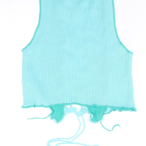 Boohoo Womens Green  Acrylic Basic T-Shirt Size M V-Neck