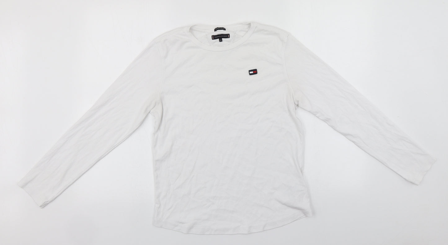 Tommy Hilfiger Boys White  Cotton Basic T-Shirt Size 14 Years Round Neck