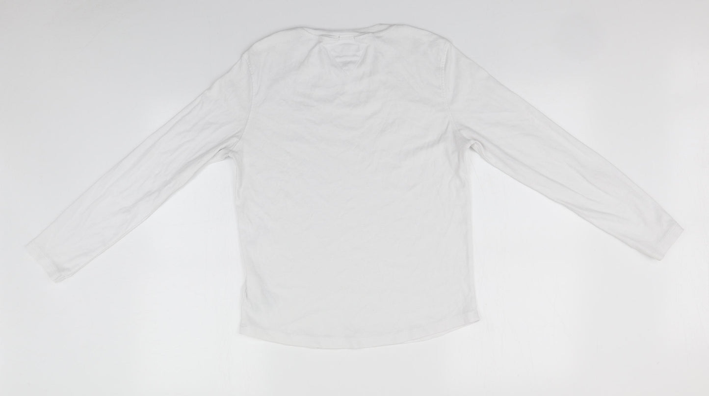Tommy Hilfiger Boys White  Cotton Basic T-Shirt Size 14 Years Round Neck