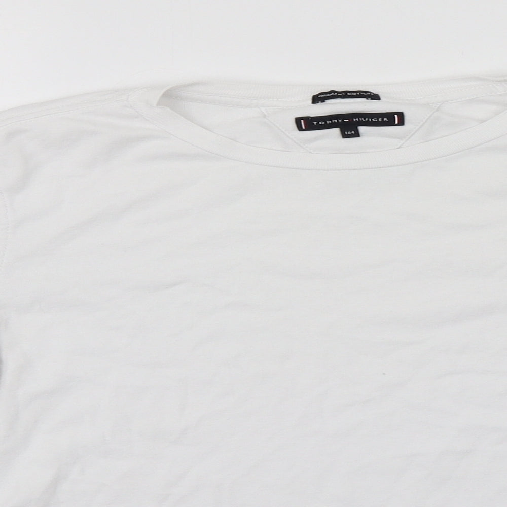 Tommy Hilfiger Boys White  Cotton Basic T-Shirt Size 14 Years Round Neck