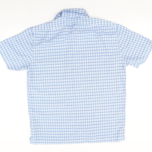 Thomas Brown Mens Blue Plaid Modal  Button-Up Size L Collared