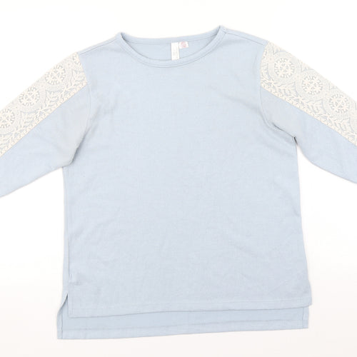 Flora Nikrooz Womens Blue Round Neck  Cotton Pullover Jumper Size S