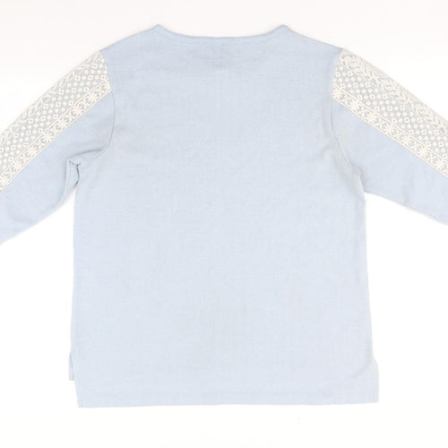 Flora Nikrooz Womens Blue Round Neck  Cotton Pullover Jumper Size S