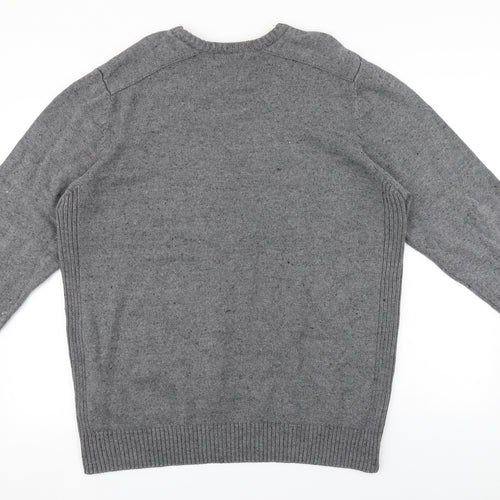George Mens Grey Round Neck  Cotton Pullover Jumper Size 2XL