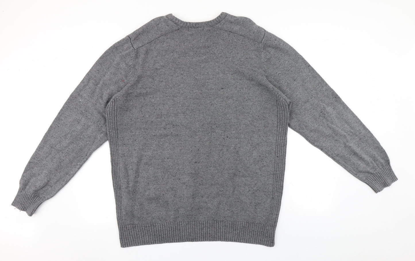 George Mens Grey Round Neck  Cotton Pullover Jumper Size 2XL