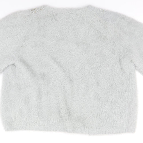 Hepburn Womens Grey Round Neck  Polyamide Cardigan Jumper Size L