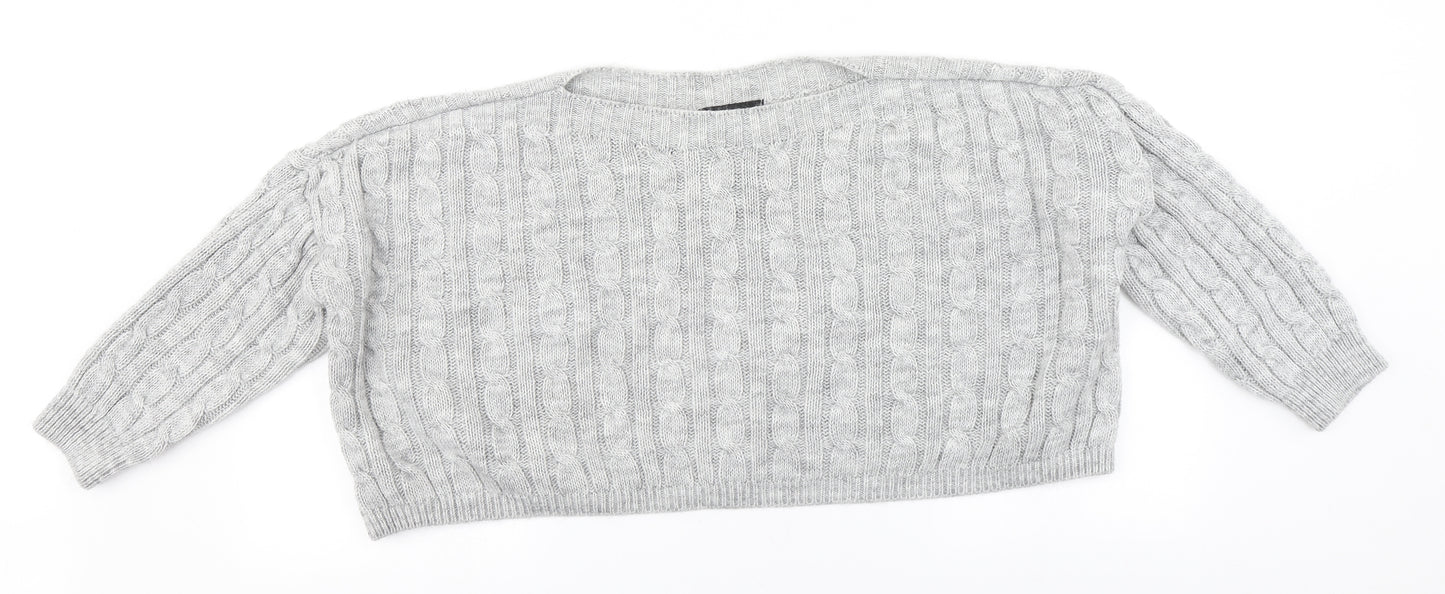 Cameo Womens Grey Round Neck  Acrylic Pullover Jumper Size M