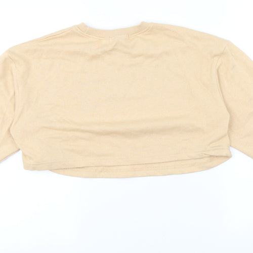 Missguided Womens Beige Round Neck  Cotton Pullover Jumper Size 8
