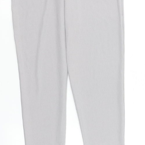 PRETTYLITTLETHING Womens Silver  Polyester Trousers  Size 8 L30 in Regular