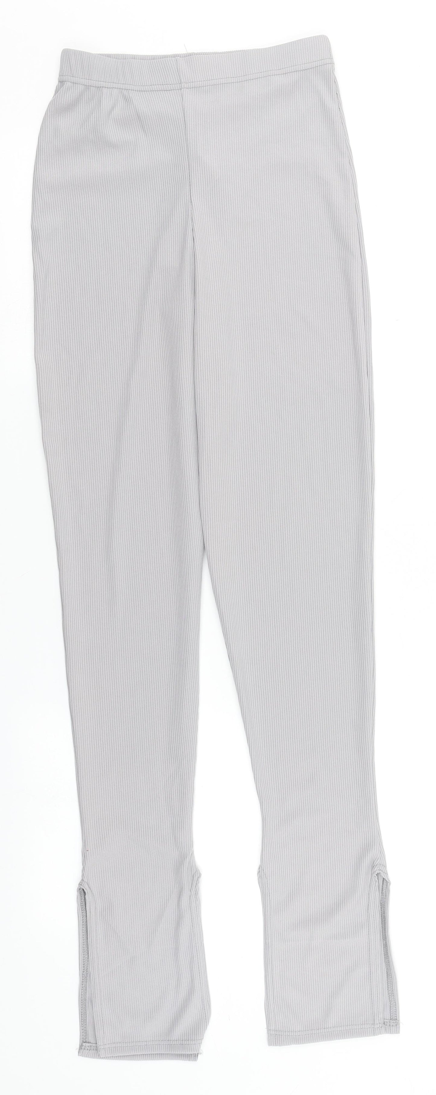 PRETTYLITTLETHING Womens Silver  Polyester Trousers  Size 8 L30 in Regular