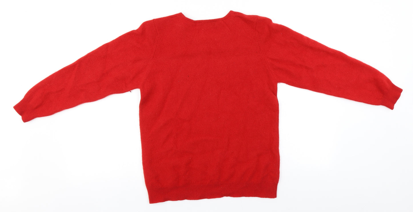 Marks and Spencer Womens Red Round Neck  Cashmere Pullover Jumper Size 14