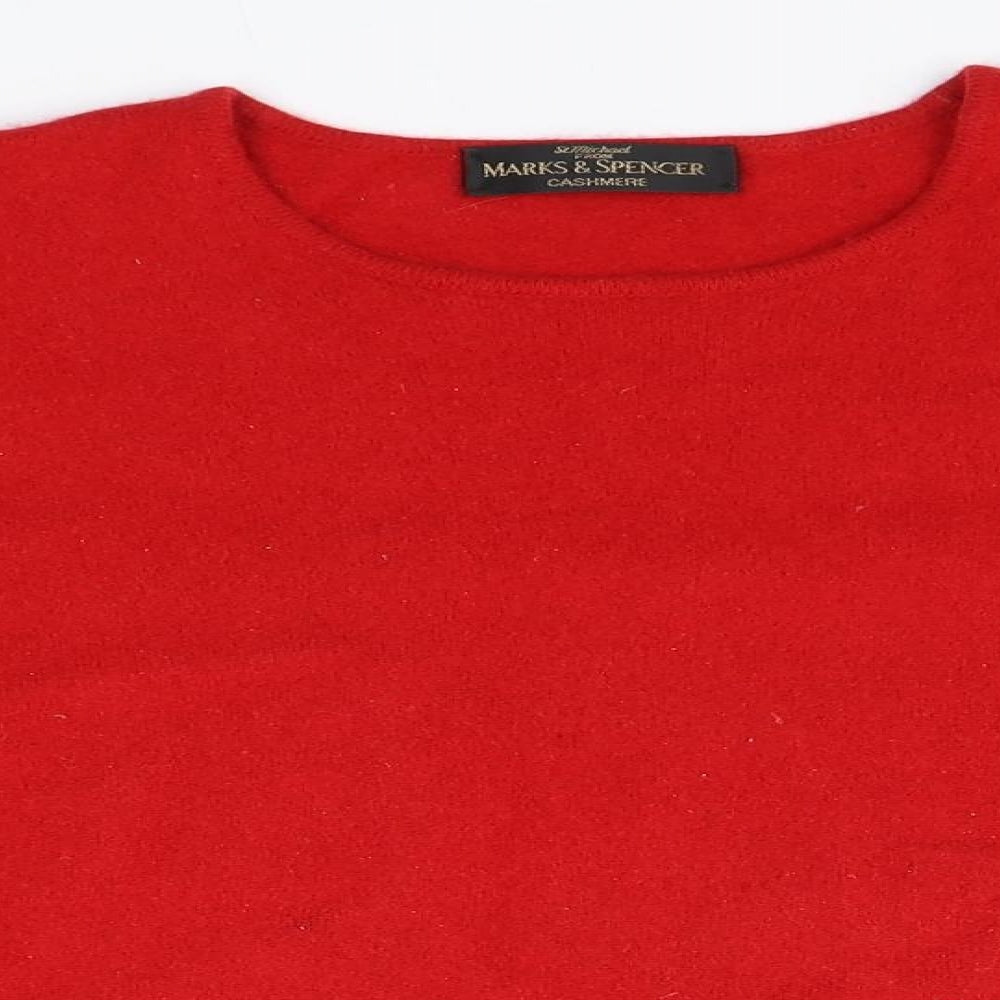 Marks and Spencer Womens Red Round Neck  Cashmere Pullover Jumper Size 14