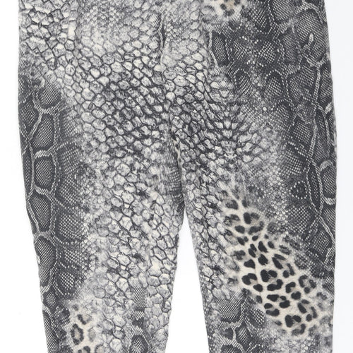 Dorothy Perkins Womens Grey Animal Print Polyester Trousers  Size 14 L26 in Regular