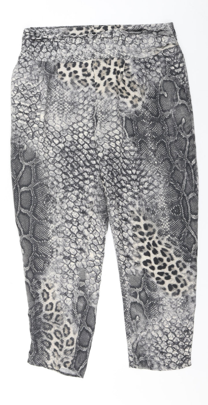 Dorothy Perkins Womens Grey Animal Print Polyester Trousers  Size 14 L26 in Regular
